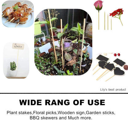 HOPELF 50 Pack 12" Bamboo Plant Stakes for Wood Garden Sticks，Wooden Plant Supports，Indoor Gardening Plant Supports，Floral Plant Support ，Potted Plants，Crafts, More Size Choices 8"/12"/16"