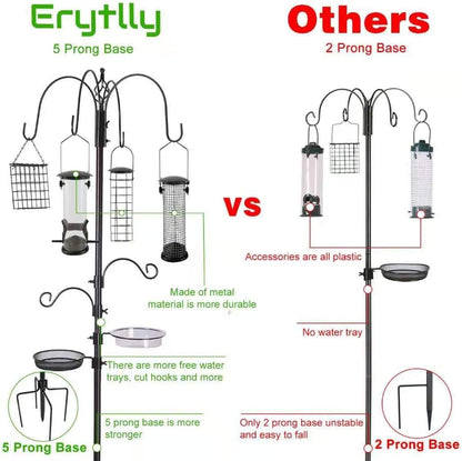 Bird Feeding Station Kit Pole Wild Bird Feeder Hanging Planter Hanger Multi Feeder Hanging with Metal Suet Feeder Bird Bath for Attracting Wild Birds