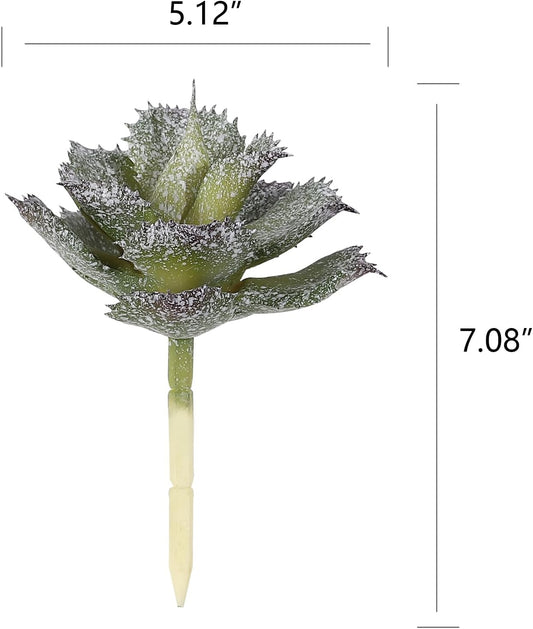 Duovlo Artificial Succulent Plant 5.15 Inch Faux Succulents Agave potatorum Flower Arrangement Craft Wall DIY Materials,Pack of 2 (New Green)