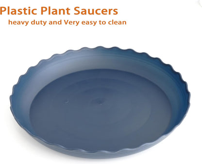 2 Pack of 14 inch Plant Saucer Plant Tray, Plastic Plant Saucer, Heavy Duty Plant Tray for Pots, Plant Saucers for Indoors Planter, Garden Water Plate Bowls for Gallon Grow Bags (Blue)