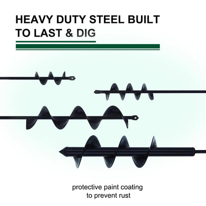 4 Pack Garden Ground Earth Spiral Drill Bit for 3/8" Hex Drive Drill, Auger Drill Bits for Bulbs Planting, Hole Digger Flowers,Bedding Digging Plant Rapid Planter Tool