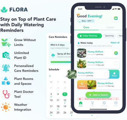 Flora Premium Plant Mister Spray Bottle for Gentle & Fine Mist for Precision Hydration, Dispersed Humidity & Moisture, Comes w App for Smart Plant Care, Plant ID and Diagnosis Tool (1 pack)