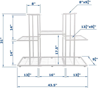 3 Tier 8 Potted Metal Large Plant Stand for Indoor Outdoor Flower Pot Display Planter Shelf, White