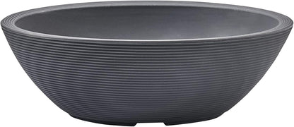 Crescent Garden Delano Oval Planter Bowl, Succulent Garden, Unique Indoor/Outdoor Double-Walled Plant Bowl with Plug- Oval Shape - 30" L x 21" W x 10" H (Slate)