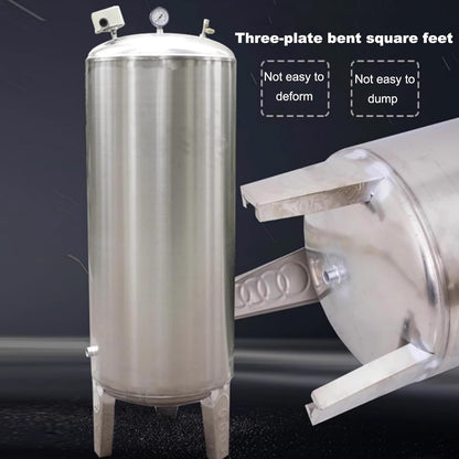 Water Supply System, Fully Automatic Well Water Storage Tank, Stainless Steel Pressure Tank with mounting Fittings for Well/Industrial Cleaning/Garden Watering(500L/132gal)