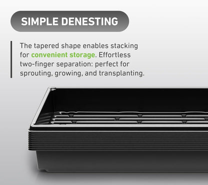 10x20 Inch Black Plastic 50 Pack Plant Propagation Tray – Growing Trays for Garden, Planting, Seedling, Soil & Hydroponic Horticulture - Microgreen Trays Grow Plants - No Drain Holes