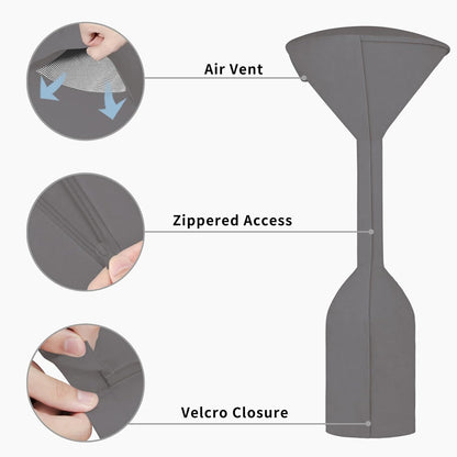 Easy-Going Stand-Up Patio Heater Cover with Zipper and Storage Bag, Waterproof Outdoor Heater Cover Dustproof, UV-Resisant, Wind-Resistant (95" H x 34" D x 19" B, Grey)