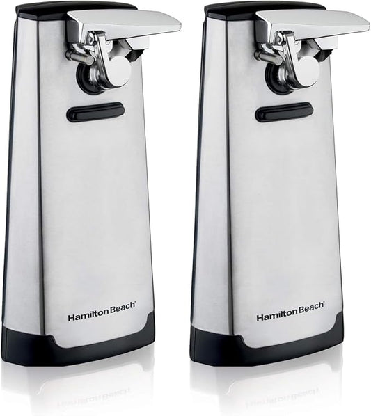 Hamilton Beach Extra-Tall Electric Automatic Can Opener with Easy-Clean Detachable Cutting Lever,Cord Storage,Knife Sharpener,Brushed Stainless Steel (76700),(Pack of 2)