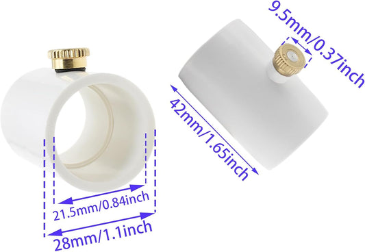 5 Pcs PVC Mist Nozzle Coupling with Brass Mist Nozzle for 1/2 Inch PVC Pipe for Greenhouse Outdoor Misting Cooling System (White)