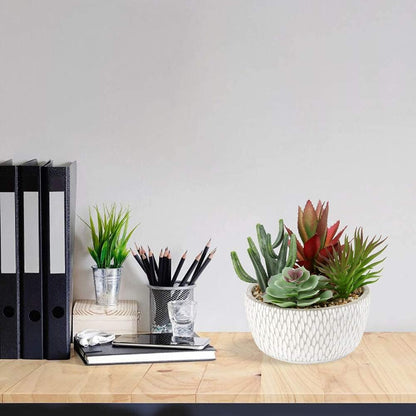 Briful Small Fake Plants Assorted Faux Succulents in Pots Realistic Succulents Plants Artificial with Cement Pots for Home Table Office Desk Bathroom Shelf Living Room Decor