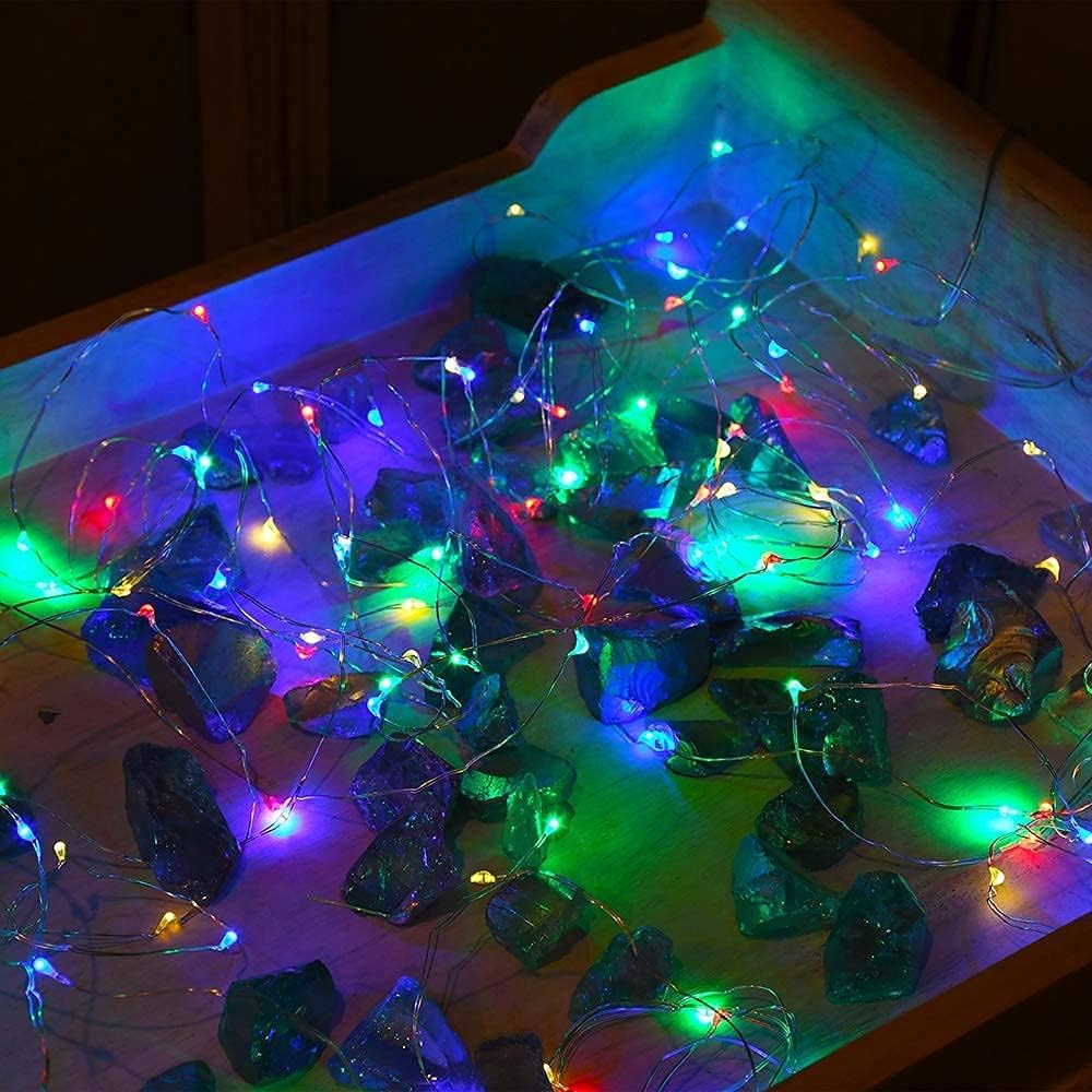 2 Pack Solar Powered Fairy String Lights Outdoor Waterproof 8 Modes Twinkle Christmas Decorations Lights, Each 33ft-100LED, 40ft-120LED, 66ft-200LED, 80ft-240LED, (Multicolor, 33)