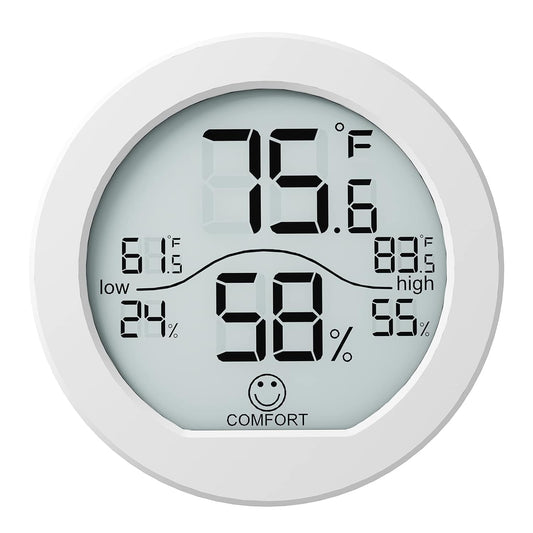 SECRUI Digital Hygrometer Thermometer for Room Temperature Humidity Meter Indoor Thermometer Accuracy Calibration LCD Temperature Sensor with Maximum and Minimum Records, TH1, White