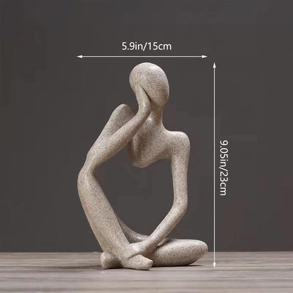 Abstract Style Thinker Sculptures, Sandstone Resin Thinker Statue Ornaments, Housewarming Gifts, Living Room Dining Desk Decorations(Right, Large)