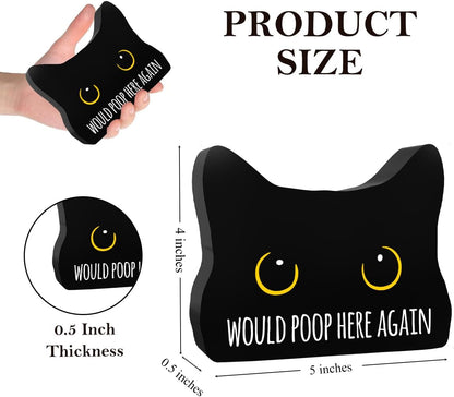 Would Poop Here Again Funny Bathroom Acrylic Decor Sign Black Cat Decor Cat Decor for Home Bathroom Cat Lover Gifts For Women Men