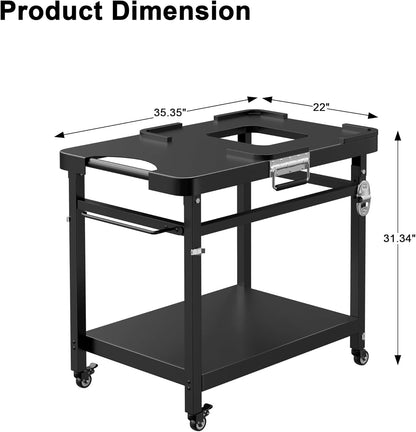 LS'BABQ Grill Stand for Ninja Woodfire Outdoor Grill and Smoker Pizza Oven Accessories,Foldable Grill Cart Table for Ninja XSKUNSTAND OG700 OG800 OG900 OO101 Series with Wheels,Black, GTFN117