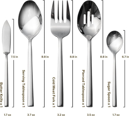 Alata Potter 65-Piece Forged Silverware Set, Service for 12 – Premium Stainless Steel Flatware Set, Modern Design with Satin Finish, Ideal for Home, Kitchen, Party, Camping