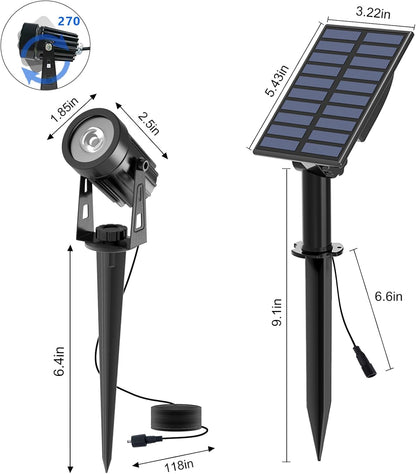 T-SUN Solar Spotlights, 2-in-1 RGB Solar Landscape Spotlights Outdoor Waterproof, Auto ON/Off Dual Head LED Lights for Garden, Yard, Halloween, Christmas Decor(RGB)