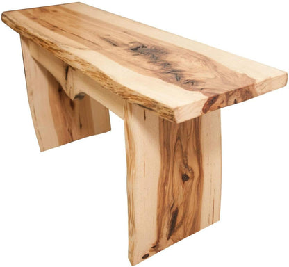 Rustic Red Door Co. Live Edge Wooden Bench - Solid Wood Dining Bench Furniture - Natural Edge Wooden Slab Bench (5' Long, Hickory Wood with Clear Coat)