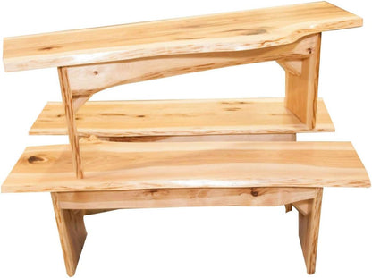 Rustic Red Door Co. Live Edge Wooden Bench - Solid Wood Dining Bench Furniture - Natural Edge Wooden Slab Bench (4' Long, Hickory Wood with Clear Coat)