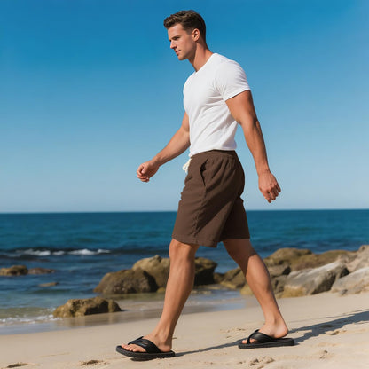 Mens Cargo Shorts Casual Drawstring Elastic Waist Corduroy Summer Beach Shorts with Pockets