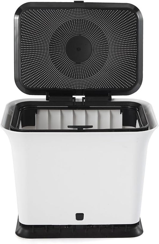 Full Circle Fresh Air Odor-Free Kitchen Compost Bin, Black and White