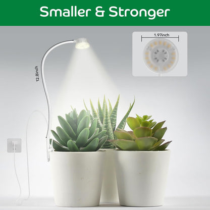 LED Grow Light for Indoor Plants, Full Spectrum Clip On Plant Growing Lamp, Plant Lamp with Adjustable Gooseneck and 10 Level Brightness Dimmable 3/9/12 hrs Auto On/Off Timer (1 Pack)