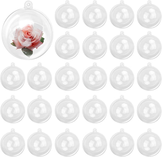 80 Pcs 2.76 Inch Clear Acrylic Fillable Balls, Christmas DIY Fillable Ornaments Balls, Acrylic Ornaments Ball for Christmas, Holidays, Weddings, Parties, and Home Decor