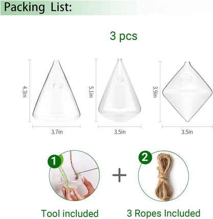 Glass Hanging Planter Plant Terrarium Hanging Propagation Station Container for Hydroponic Plants Home Garden Decor 3 Type