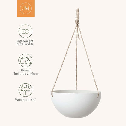LA Jolie Muse Hanging Planter - 9.84 Inch Hanging Planters for Indoor Plants, Hanging Pots for Plants Indoor Outdoor, Set of 2, White