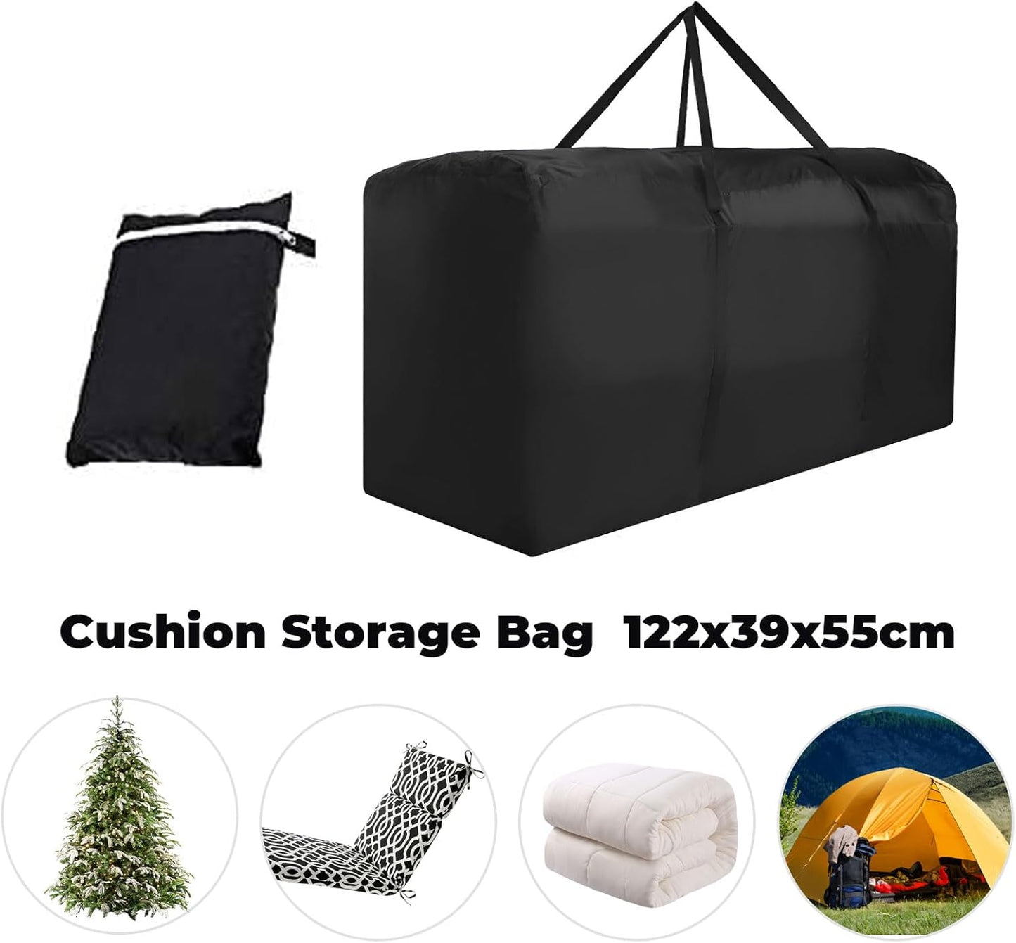 Outdoor Cushion Storage Bag Waterproof Extra Large Protective Zippered Patio Cushion Storage Bags Furniture Storage Bag with Handles, 48 Inches L x 15 Inches W x 22 Inches H 1 Pack