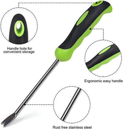 Maxmoral 12.99 Inch Garden Hand Weeding Tool with Ergonomic Handle Stainless Steel Farm Transplant Gardening Plant Loosening Root Starter