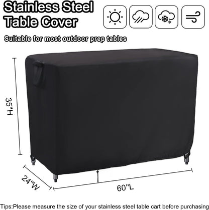 Kingling Outdoor Prep Table Covers, Waterproof Stainless Steel Table Cover Metal Table Cover Protection for Patio Kitchen Prep/Work Tables - 60''L x 24''W x 35''H