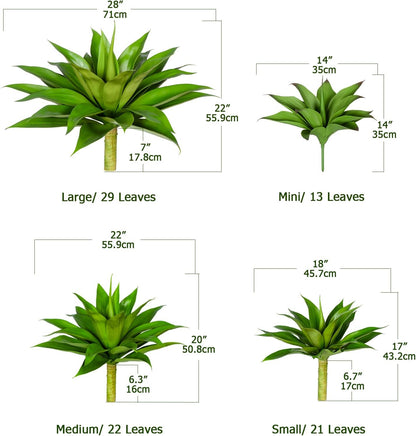 Artificial Agave Plants, UV Resistant Fake Agave Planters for Indoor and Outdoor Decorating Artificial Plants for Outdoors Fake Plants (2Pack, 12.6") Green