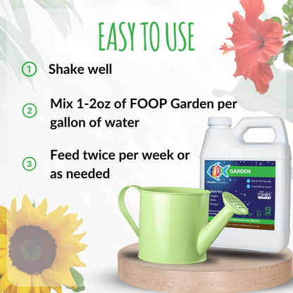 FOOP Garden - Organic Liquid Plant Food Made from Fish Manure (with Fresh Minty Scent) | Fish Fertilizer Alternative Perfect for Veggies, Herbs, Flowers,Trees,Shrubs | Kid&Pet Friendly (32oz, 2 Pack)