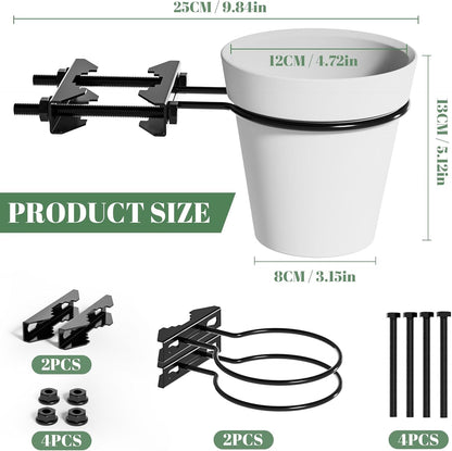 5Inch Hanging Baskets for Plants, Deck Planters for Railing, Wall Mounted Metal Planter Hanger for Balconies, Terraces, Railings, and Indoor and Outdoor Plants