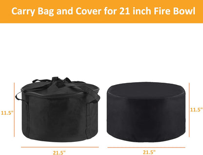 21" Carry Bag and Cover Kit Replacement for Outland Firebowl, Portable Outdoor Propane Gas Fire Pit Bag with Padded Handles, Fire Pit Carry Case Water-Resistant