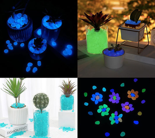 Glow in The Dark Stones 1000 Pcs Glow Pebbles Aquarium Rocks Blue Stones for Fish Tank Lawn Yard Garden Walkway Plant Pots