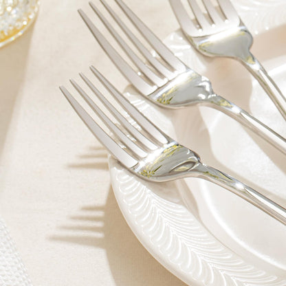 KINGSTONE 4 Piece Dinner Forks Set, 18/10 Stainless Steel Forks, Silver Food Grade Fork Set of 4, Metal Forks for Home, Kitchen, Weddings, Parties or Restaurant, Dishwasher Safe-8.18inches