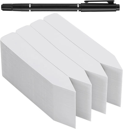 300 Pcs Plant Labels, 4 Inch Plastic Potted Plant Name Tags, Seedlings Seed Label Markers Nursery Plant Stake Tag with Bonus Marking Pen for Outdoor Indoor Garden Patio Flower Vegetable, White