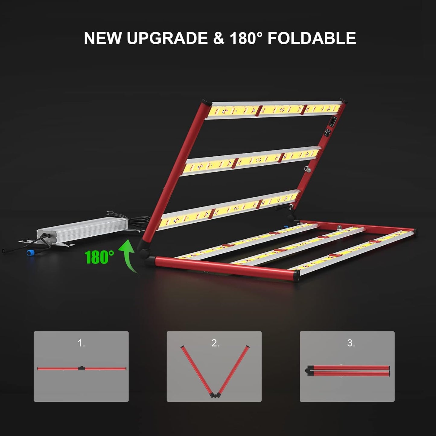 AGLEX 600W LED Grow Lights, Full Spectrum Grow Light with UV IR, Daisy Chain Plant Bar Style Grow Light Foldable & Dimmable for Indoor Growing Commercial Hydroponic Growing Lamp 5x5ft Core Coverage
