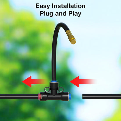 Mixc 100Ft 1/4" Drip Irrigation System,2025-Upgrade Garden Irrigation Kit with 16pcs Adjustable Copper Nozzles,Automatic Atomizing Watering System for Outdoor,Raised Bed,Potted Plant,Lawn,Greenhouse
