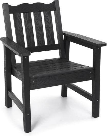 Stoog All-Weather Outdoor Chairs, Patio Dining Chair with Curved Backrest, 400 lbs Support Patio Chair, Black