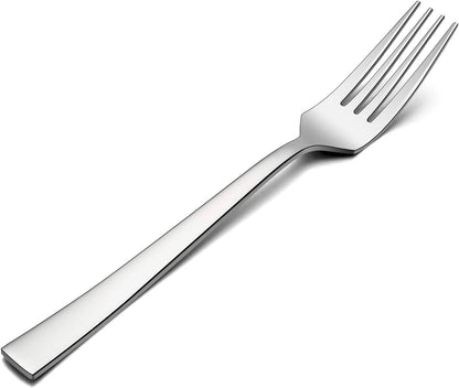 Salad Forks Set of 6, E-far 6.7 Inch Stainless Steel Dessert Forks for Home, Kitchen or Restaurant, Non-toxic & Mirror Polished, Squared Edge & Dishwasher Safe