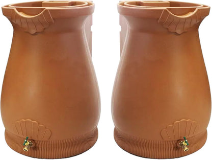 65-Gallon Urn Rain Wizard Decorative Barrel (Terracotta, 2 Pack)