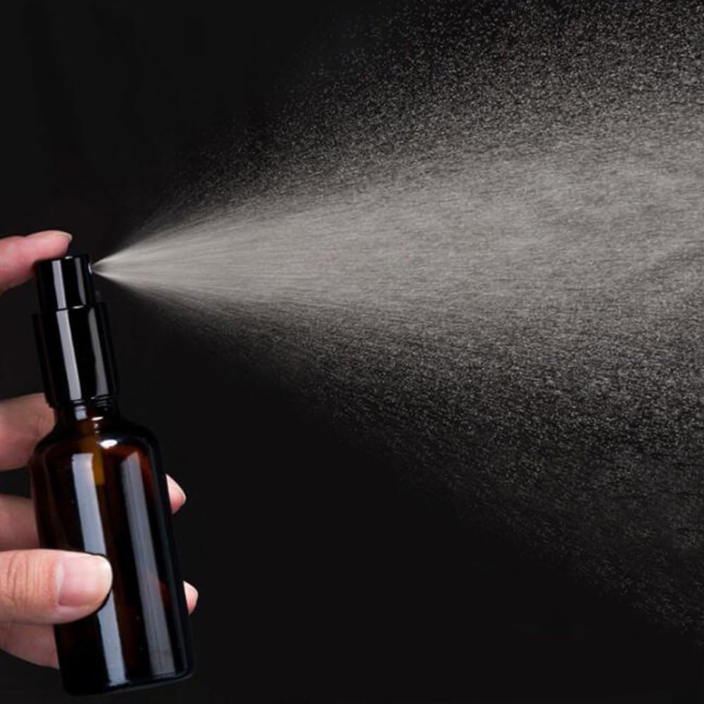 YIZHAO Clear Glass Spray Bottles 1oz, with Small Fine Mist Spray, Metal Cap, Refillable for Essential Oil,Travel,Cleaning,Perfume,Aromatherapy,Makeup – 6 Pcs