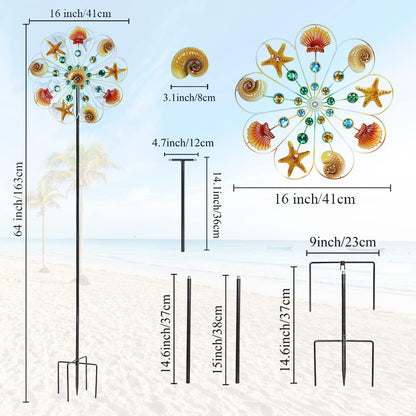 Stargarden Wind Spinners Outdoor, 16 Inch Kinetic Wind Spinner, Ocean Metal Wind Sculptures & Spinners, Waterproof Windmill for Yard, Porch Decor