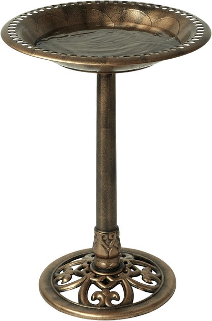 Backyard Expressions Outdoor Garden Bird Bath - Bronze - Weather Resistant Polyresin - 27 Inch