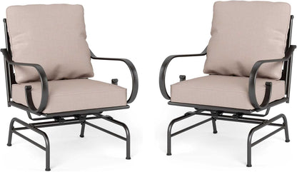 Sophia & William Extra Large & High Back Patio Furniture Set Metal Modern Outdoor Conversation Sets with Motion Chairs