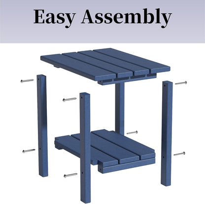 Outdoor Side Table, Weather-Resistant Patio Side Table for Backyard, Pool & Porch, Durable & Stylish Patio End Table (Dark Blue)