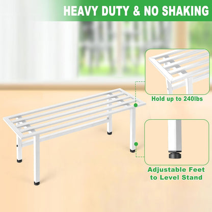 2 Pack Metal Plant Stand Outdoor Plant Shelf Indoor,1 Tier Heavy Duty Plant Stands for Multiple Plants,26" L x 10.12" H x 8.75" W,White